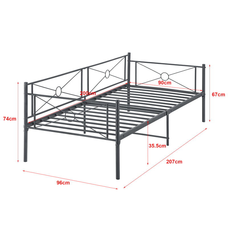 Maatschets Metalen bed Alvesta met bedbodem en matras 90x200 cm - 3 varianten