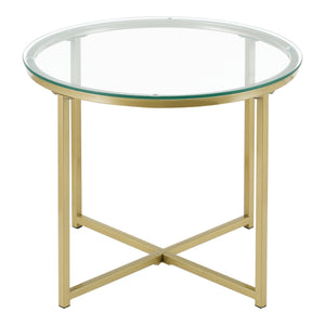 Salontafel Alavieska rond glas en metaal 42xØ50 cm goud