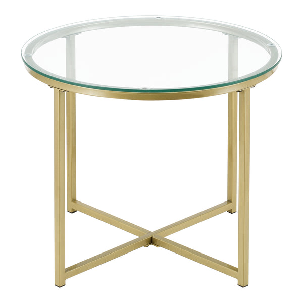 Salontafel Alavieska rond glas en metaal 42xØ50 cm goud