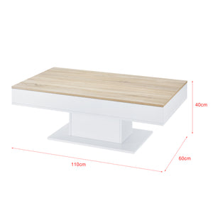 Salontafel Lünen met opbergruimte 110x60x40 cm eiken en wit