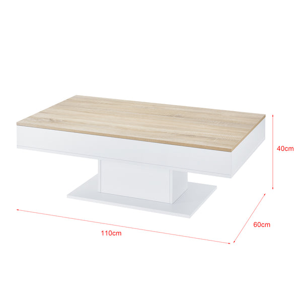 Salontafel Lünen met opbergruimte 110x60x40 cm eiken en wit