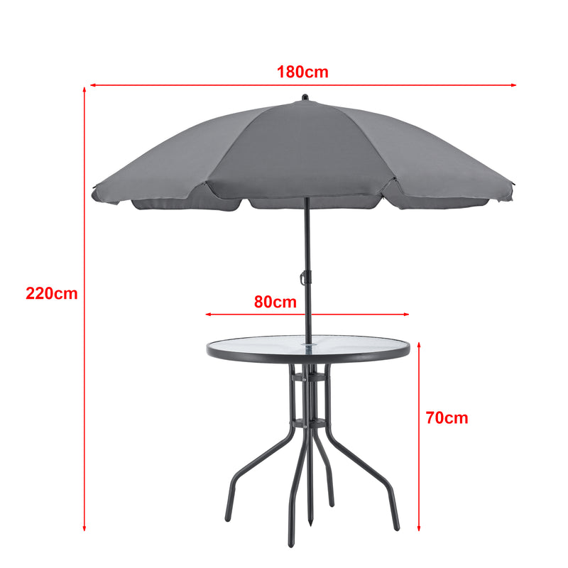 Maatschets Tuinset 6-delig Milagro met parasol zwart en donkergrijs