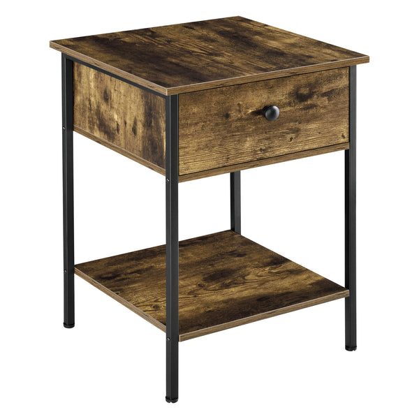 Bijzettafel Fagersta met lade 55x40x40 cm zwart en houtkleurig