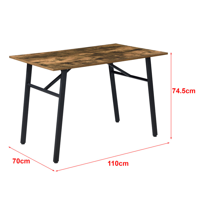 Maatschets Eettafel Flatanger 110x74,5x70 cm houtkleurig donker en zwart
