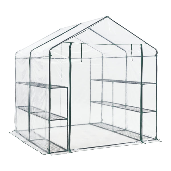 [en.casa] Tuinkas Grünau met 12 planken 200x200x220 cm transparant