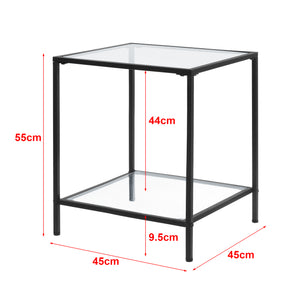 Bijzettafel Norrtälje met plank glas 55x45x45 cm zwart