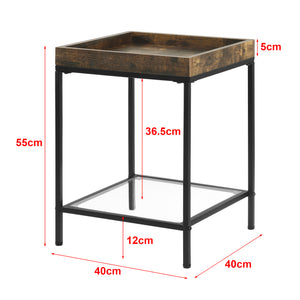 Bijzettafel Mariefred met plank 55x40x40 cm zwart en houtkleurig