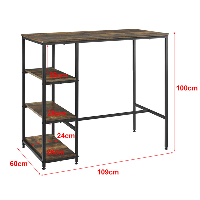 Maatschets Bartafel Växjö met 3 planken 109x60x100 cm zwart houtkleurig