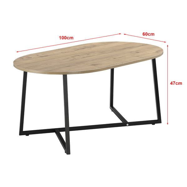 [en.casa] Salontafel Valdemarsvik 100x60x47 cm zwart en eikenkleurig