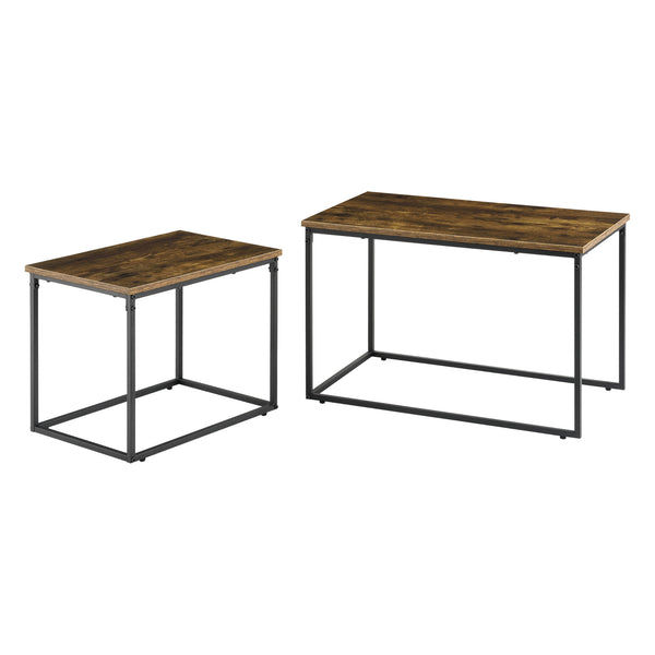 [en.casa] Salontafel Harnosand set van 2 zwart en houtkleurig