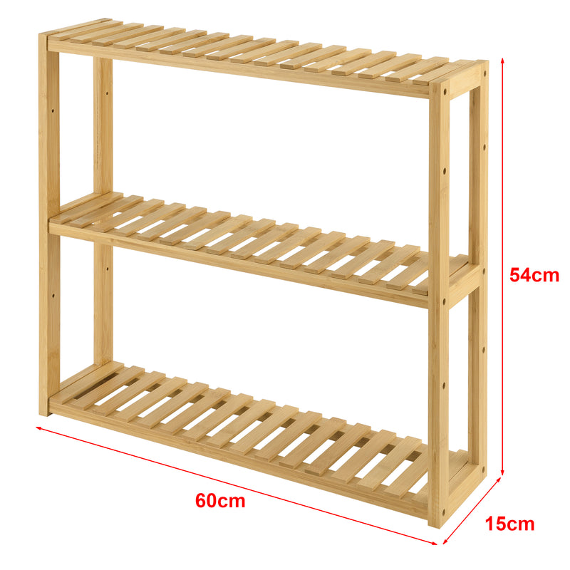 Maatschets [en.casa] Wandrek Örnsköldsvik met 3 planken 60x15x54 cm bamboe