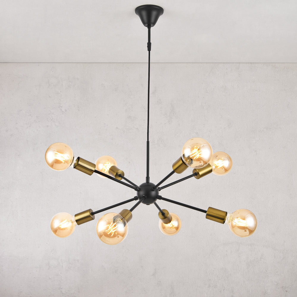 Hängeleuchte Amiens 8 - Flammig E27 Zwart / Messingkleurig [lux.pro] - premiumXL