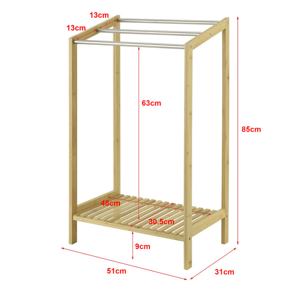 [en.casa] Bamboe handdoekrek met plank vrijstaand 51x31x85 cm