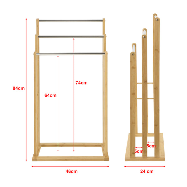 [en.casa] Bamboe handdoekrek Porsanger 46x24x84 cm vrijstaand