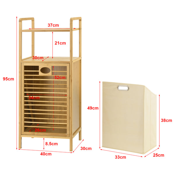 [en.casa] Bamboe wasmand Rendalen met plank 40x30x95 cm
