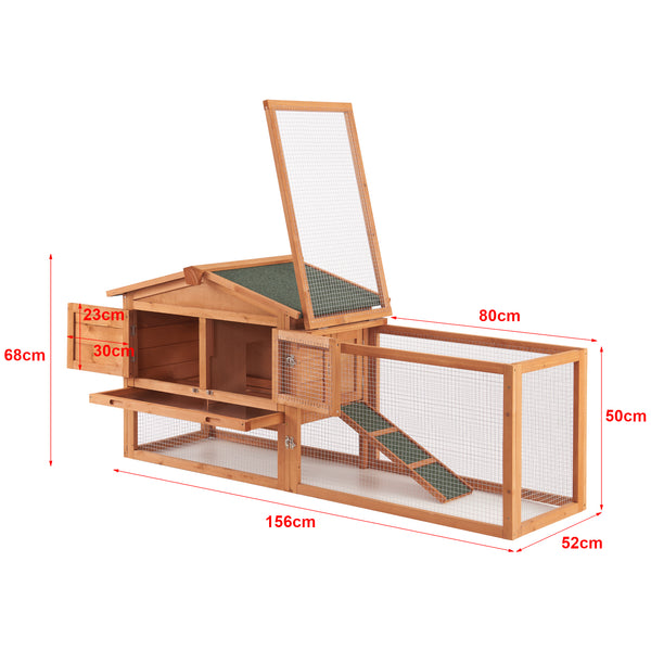 [en.casa] Konijnenhok Oberursel 68x156x52 cm houtkleurig