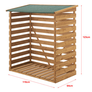 [en.casa] Houten brandhout rek houtopslag 116x64x123 cm