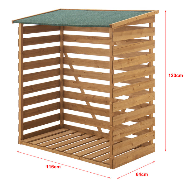 [en.casa] Houten brandhout rek houtopslag 116x64x123 cm