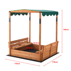Zandbak Pitsunda met banken en luifel 145x118x118 cm [en.casa]