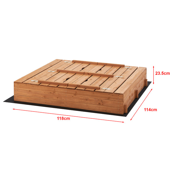 [en.casa] Zandbak Campillos met bankjes 23,5x118x114 cm houtkleurig