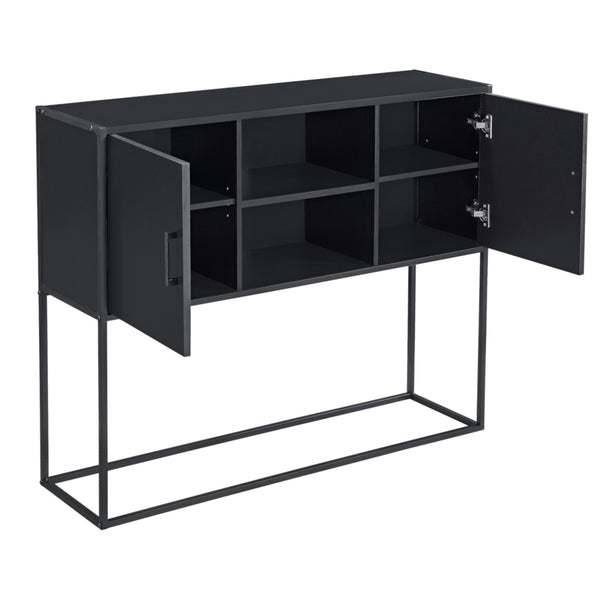 [en.casa] Commode Motala spaanplaat 90x108,5x30 cm zwart
