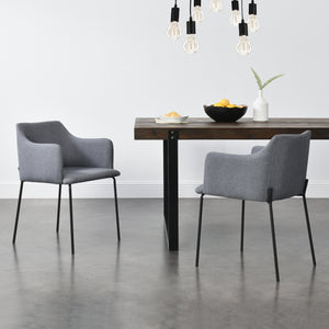 [en.casa] Fauteuil eetkamerstoel Krakau set van 2 donkergrijs zwart