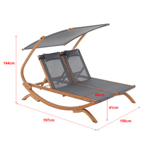 [en.casa] Dubbel ligbed Karystos met luifel 197x156x144 cm