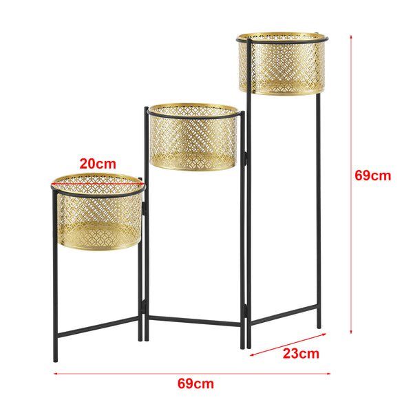 [en.casa] Bloempot op standaard Doel 69x69x20 cm zwart en messing