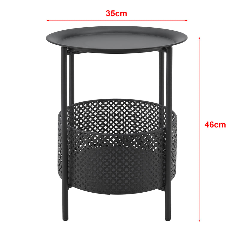 Maatschets [en.casa] Bijzettafel Kruibeke rond 45xØ35 cm metaal zwart