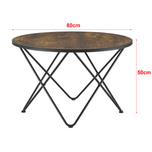 [en.casa] Salontafel Goskamark rond houtkleurig donker en zwart