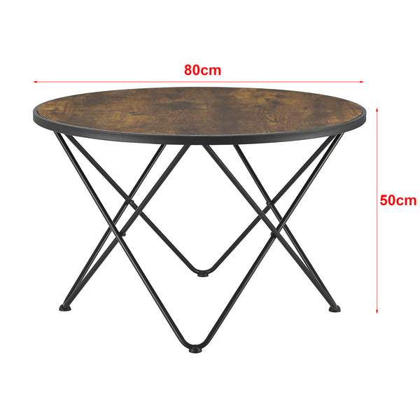 [en.casa] Salontafel Goskamark rond houtkleurig donker en zwart