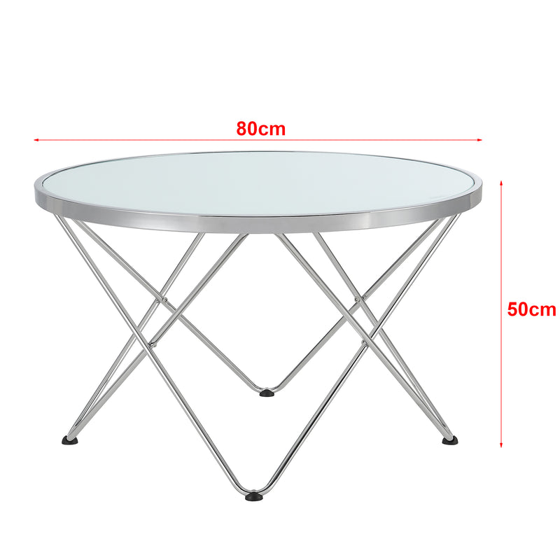Maatschets [en.casa] Salontafel Nikkeby rond 50xØ80 cm glas en metaal