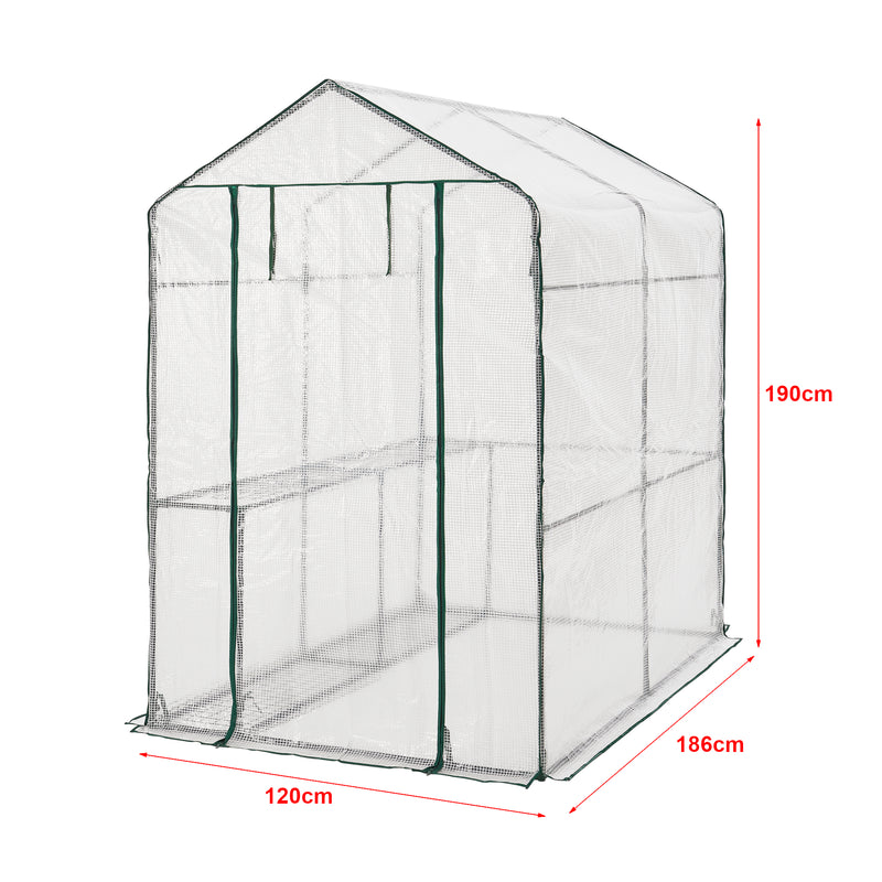 Maatschets [en.casa] Tuinkas Oosterhout met 4 planken 120x186x190 cm