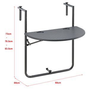 [en.casa] Balkontafel Cicala inklapbaar 83,5x60x64 cm donkergrijs