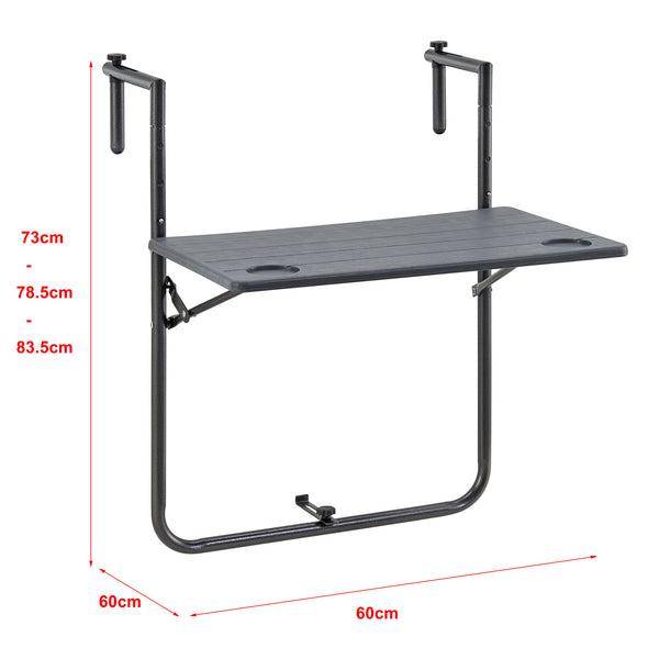 [en.casa] Balkontafel Badolato inklapbaar 83,5x60x60 cm donkergrijs