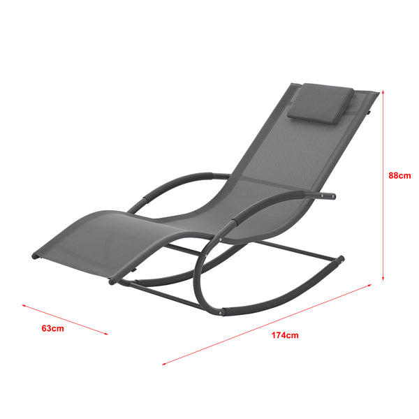 Ligstoel Tarent schommelstoel 174x63x88 cm donkergrijs [en.casa]