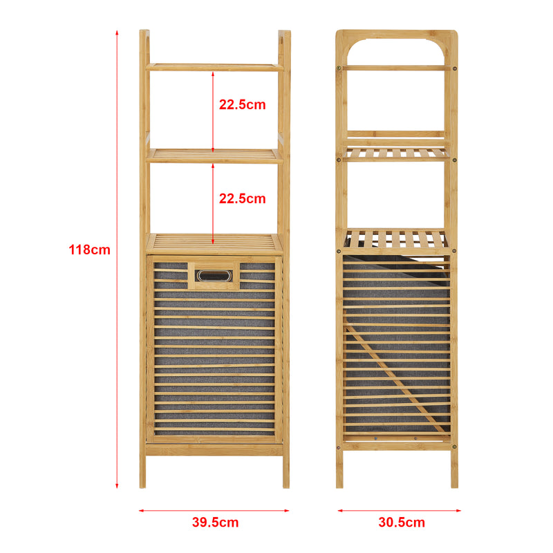 Maatschets [en.casa] Wasmand Tidaholm bamboe met 2 planken 118x39,5x30,5 cm
