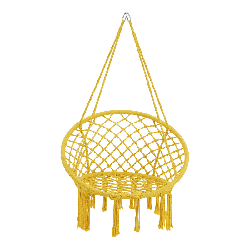 Maatschets [en.casa] Katoenen hangstoel Jaina 140xØ80/60 cm max 120 kg geel