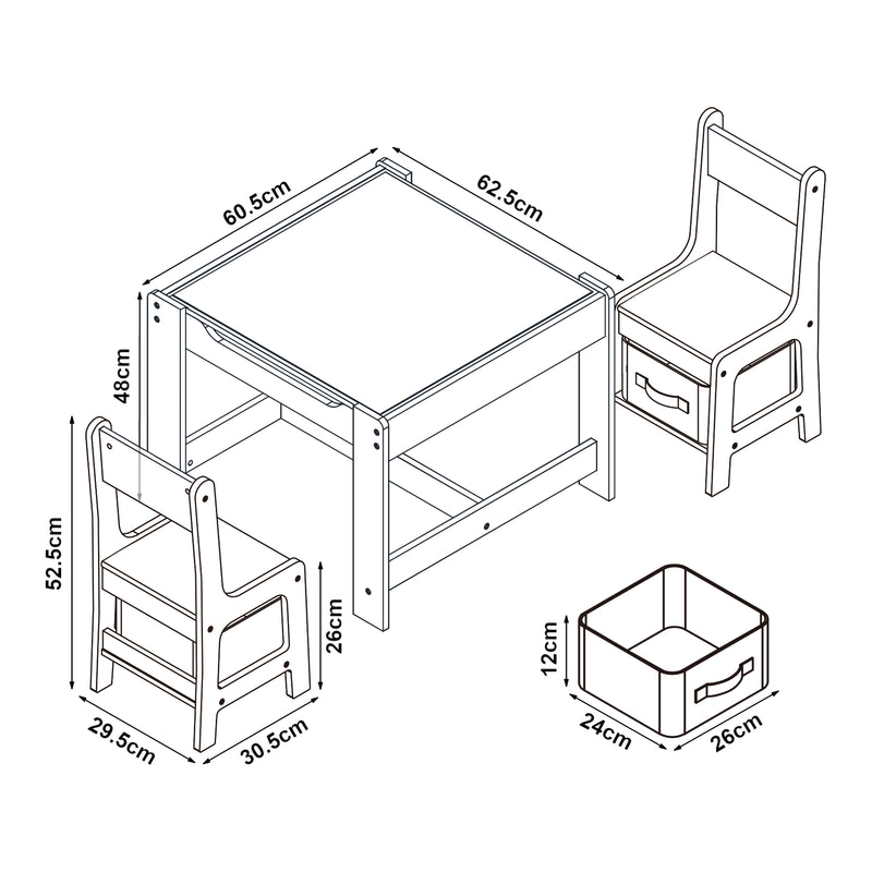 Maatschets [en.casa] Kindertafel Irixoa met 2 stoelen meerkleurig
