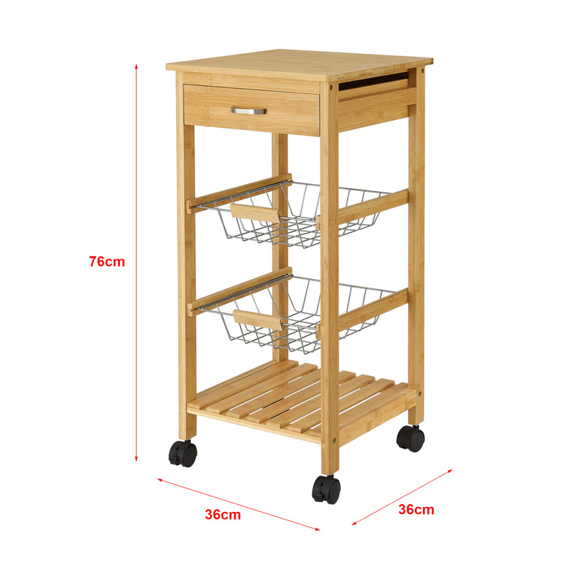 Maatschets [en.casa] Keukentrolley Stenungsund bamboe 76x36x36 cm houtkleurig