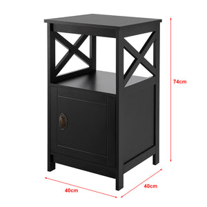 [en.casa] Bijzettafel Utajärvi met opbergruimte 74x40x40 cm zwart