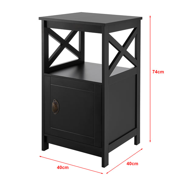 [en.casa] Bijzettafel Utajärvi met opbergruimte 74x40x40 cm zwart