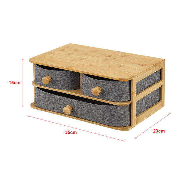 [en.casa] Bureau organizer Mäntsälä bamboe met 3 lades 15x35x23 cm