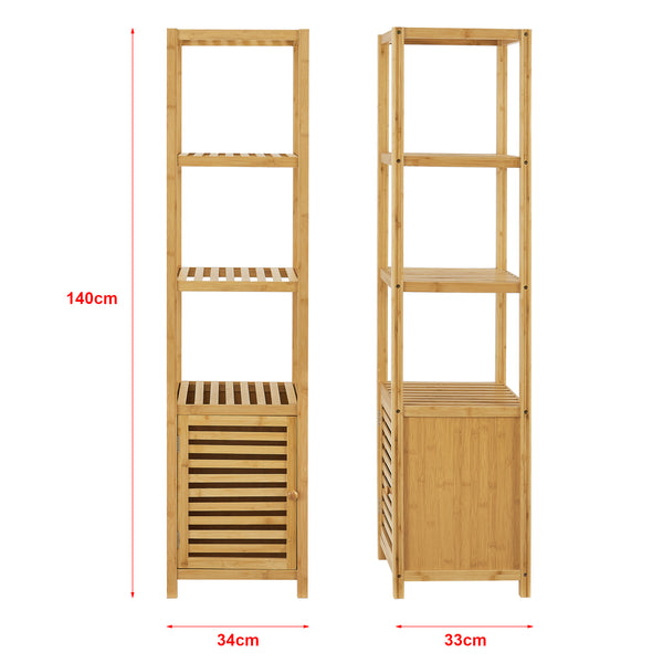 [en.casa] Staand rek Liminka bamboe badkamerkast 140x34x33 cm
