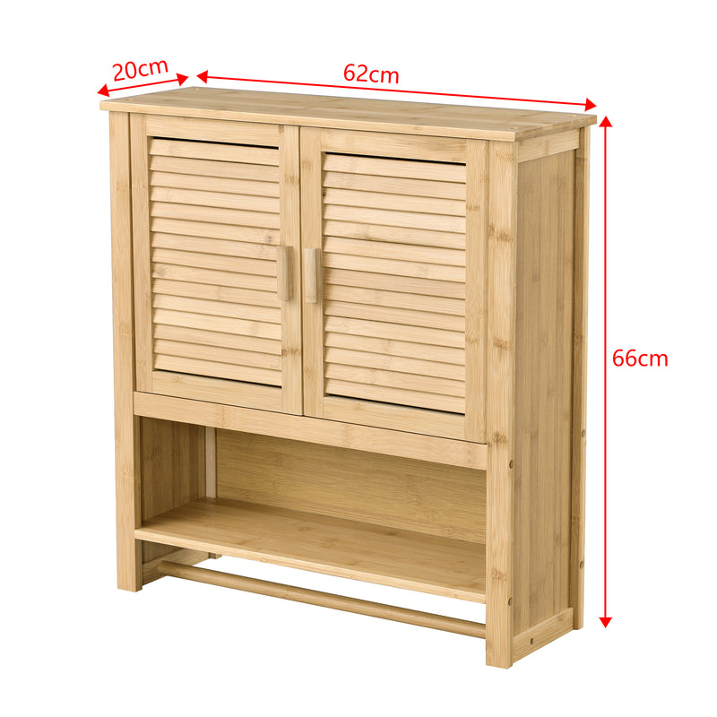 Maatschets [en.casa] Badkamerkast Tyresö bamboe 66x62x20 cm met handdoekhouder