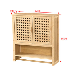 [en.casa] Badkamerkast Borlänge bamboe 66x62x20 cm met handdoekhouder