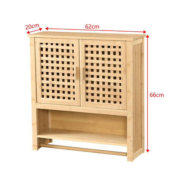 [en.casa] Badkamerkast Borlänge bamboe 66x62x20 cm met handdoekhouder