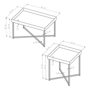 [en.casa] Salontafel Heinola set van 2 metaal zwart mat