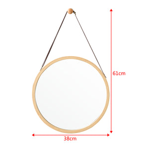 [en.casa] Passpiegel Bykle bamboe hangend rond Ø38 cm houtkleurig