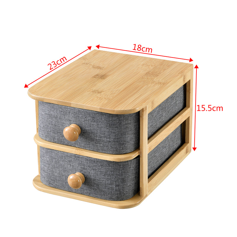 Maatschets [en.casa] Bureau organizer Arsivik met 2 lades bamboe 15,5x18x23 cm